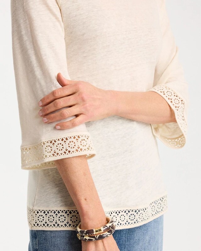 Linen Crochet Lace Tee - image 4